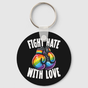 Fight Hate With Love Rainbow Boxing Gloves Key Ring