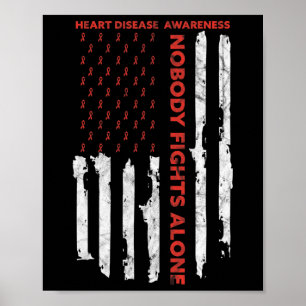 Fight Heart Disease Awareness Month American Flag Poster