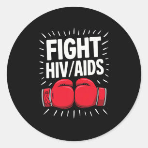 Fight Hivaid Awareness Red Boxing Gloves 1 Classic Round Sticker