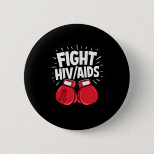 Fight Hivaid Awareness Red Boxing Gloves 6 Cm Round Badge