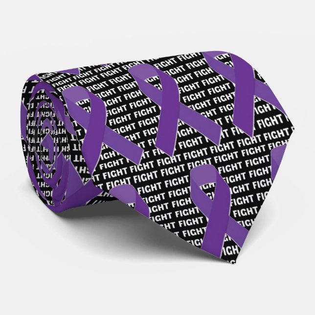Fight Hodgkins Lymphoma Cancer Violet Ribbon Tie (Rolled)