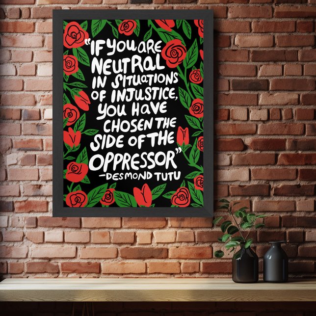 Fight Injustice Desmond Tutu Quote Palestine Flag Poster (Fight Injustice Desmond Tutu Quote Palestine Flag Colors Poster
)