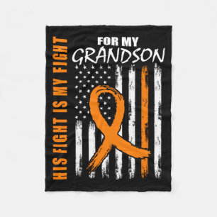 Fight Is Fight Grandson Leukaemia Awareness Flag Fleece Blanket
