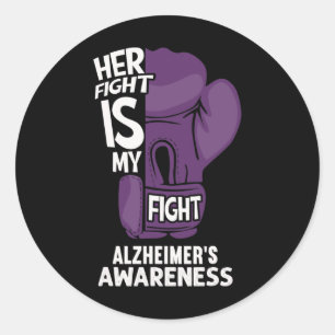 Fight Is My Fight Alzheimerheimer's Awareness Boxi Classic Round Sticker