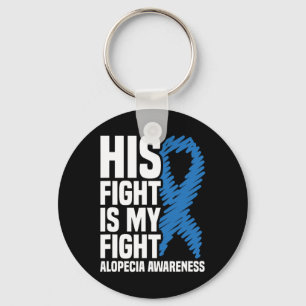 Fight Is My Fight Blue Ribbon Alopecia Awareness Key Ring