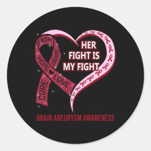 Fight Is My Fight Brain Aneurysm Awareness Ribbon Classic Round Sticker