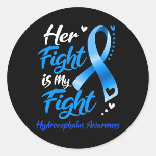 Fight Is My Fight Hydrocephalus Awareness Ribbon  Classic Round Sticker