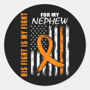 Fight Is My Fight Nephew Leukaemia Awareness Flag Classic Round Sticker