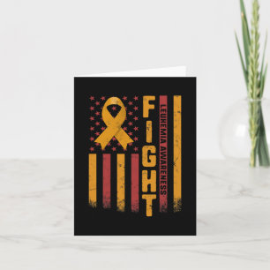 Fight Leukaemia Awareness Orange Ribbon USA Flag W Card