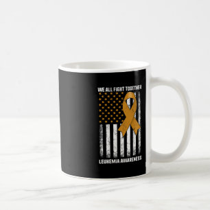 Fight Leukaemia Awareness Orange Ribbon USA Flag W Coffee Mug