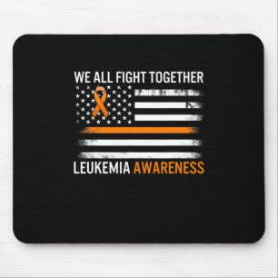 Fight Leukaemia Awareness Orange Ribbon Usa Flag W Mouse Mat