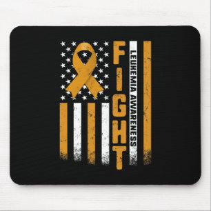 Fight Leukaemia Awareness Orange Ribbon USA Flag W Mouse Mat