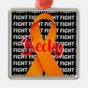 Fight Leukaemia Orange Ribbon Metal Tree Decoration