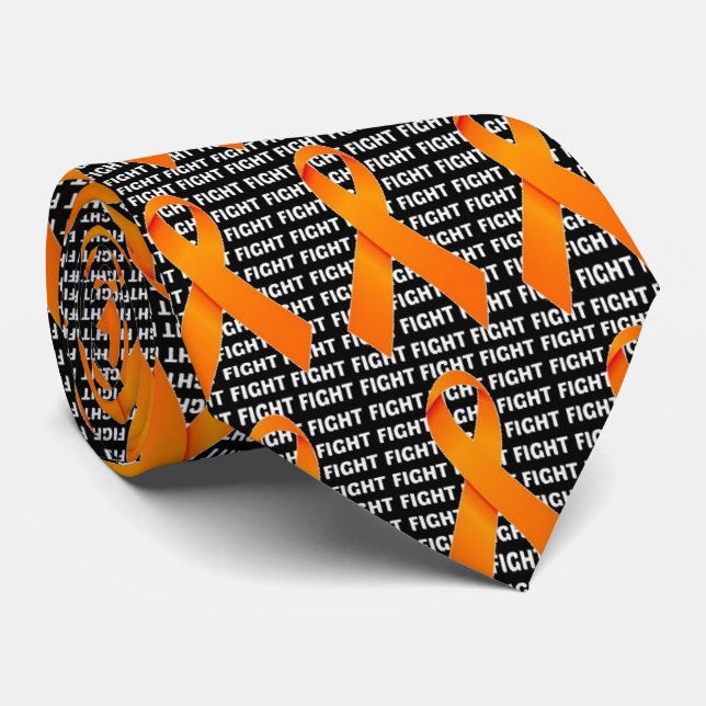 Fight Leukaemia Orange Ribbon Tie (Rolled)