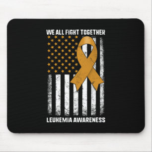 Fight Leukemia Awareness Orange Ribbon USA Flag Wa Mouse Mat
