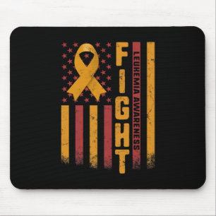 Fight Leukemia Awareness Orange Ribbon USA Flag Wa Mouse Mat
