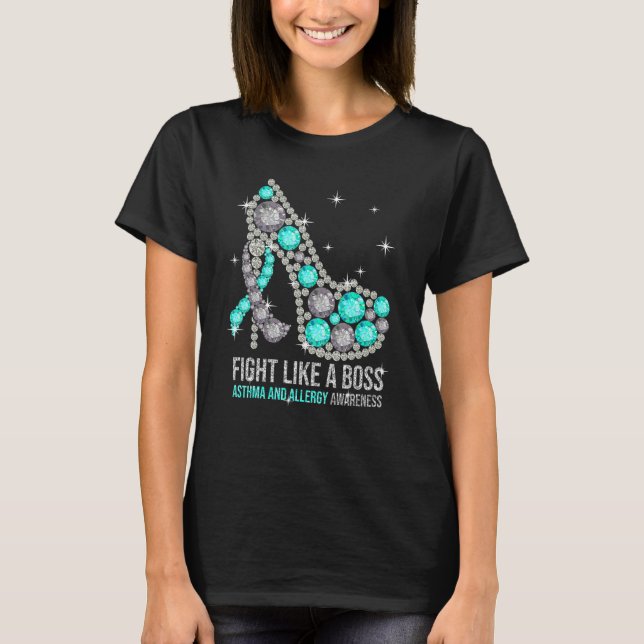 Fight Like A Boss Asthma And Allergy Awareness T-Shirt (Front)