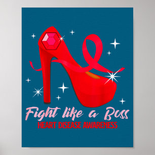 Fight Like A Boss Heart Health Heart Disease Aware Poster