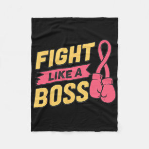 Fight Like A Boss Pink Ribbon Boxing Breast Cancer Fleece Blanket