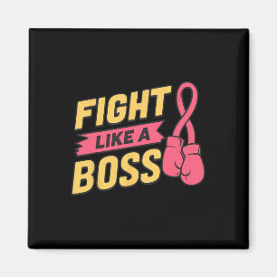 Fight Like A Boss Pink Ribbon Boxing Breast Cancer Magnet