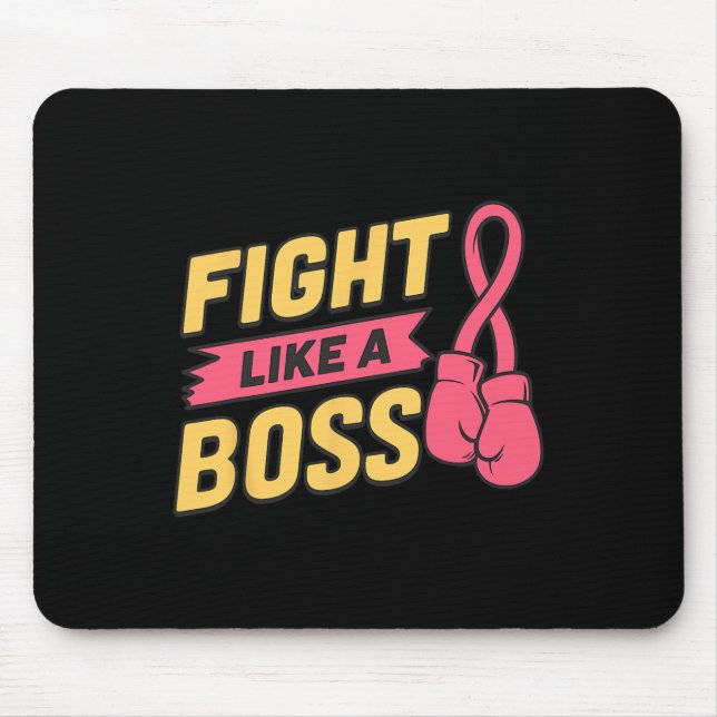 Fight Like A Boss Pink Ribbon Boxing Breast Cancer Mouse Mat (Front)