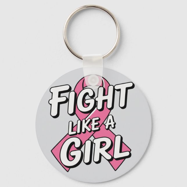 Fight Like a Girl | Breast Cancer Awareness Design Key Ring (Front)