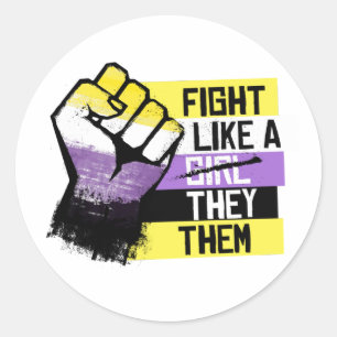 Fight like a They Them  Classic Round Sticker