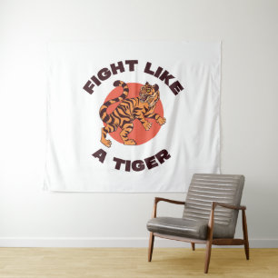 Fight Like a Tiger Motivational Design Tapestry
