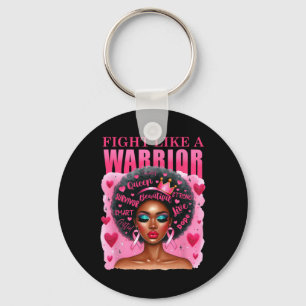 Fight Like A Warrior Breast Cancer Awareness Black Key Ring