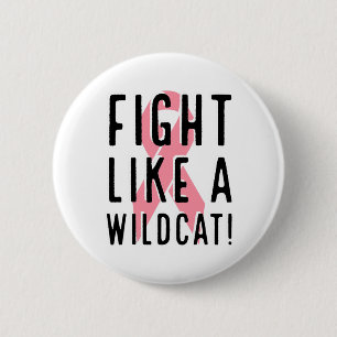 Fight Like A Wildcat Breast Cancer Awareness Pink 6 Cm Round Badge