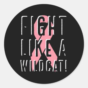 Fight Like A Wildcat Breast Cancer Awareness Pink  Classic Round Sticker