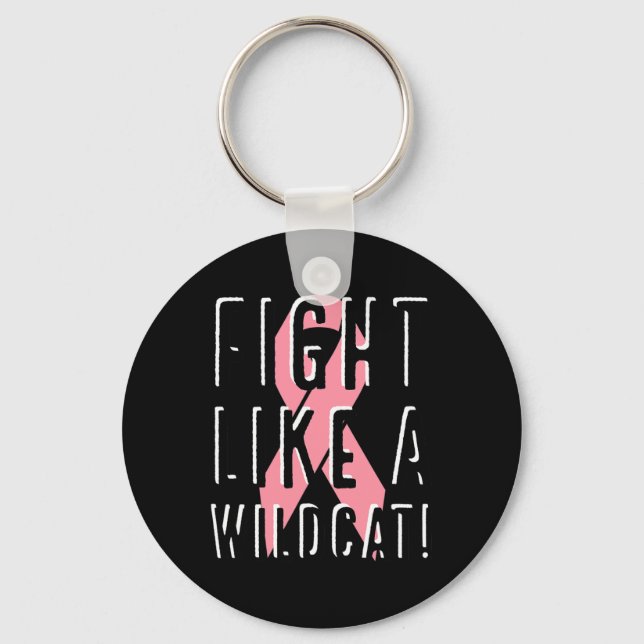 Fight Like A Wildcat Breast Cancer Awareness Pink  Key Ring (Front)