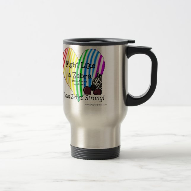 Fight Like a Zebra Ehlers-Danlos Awareness Travel Mug (Right)