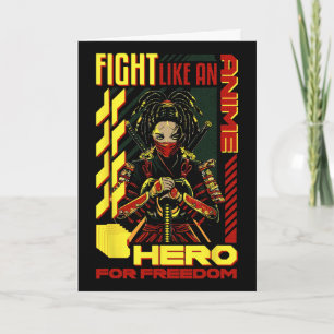 Fight Like An Anime Hero Freedom Black Anime Girl Card