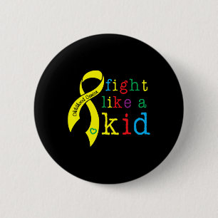 Fight Like Kid Childhood Cancer Awareness Retro Go 6 Cm Round Badge