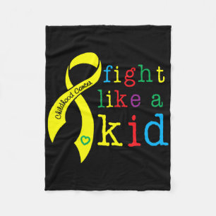 Fight Like Kid Childhood Cancer Awareness Retro Go Fleece Blanket