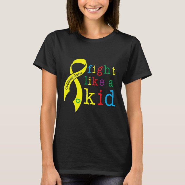 Fight Like Kid Childhood Cancer Awareness Retro Go T-Shirt (Front)