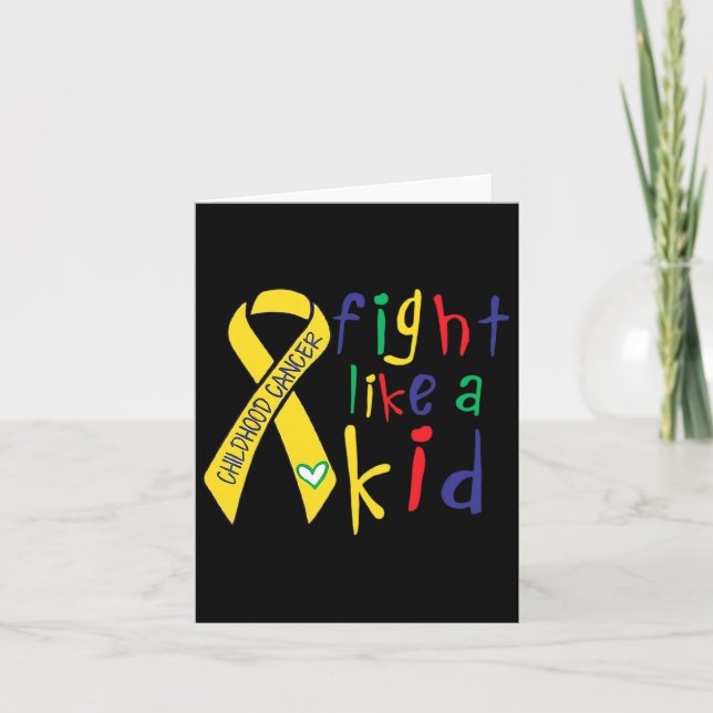 Fight Like Kid Gold Ribbon Childhood Cancer Awaren Card (Front)