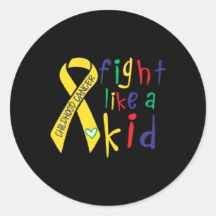 Fight Like Kid Gold Ribbon Childhood Cancer Awaren Classic Round Sticker