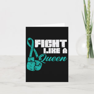 Fight Like Queen Teal Boxing Gloves Ovarian Cancer Card