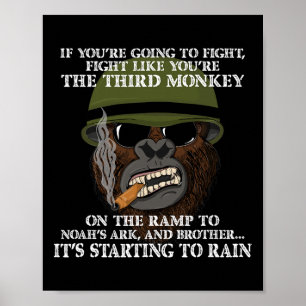Fight Like The Third Monkey - Funny Boxing And Mma Poster
