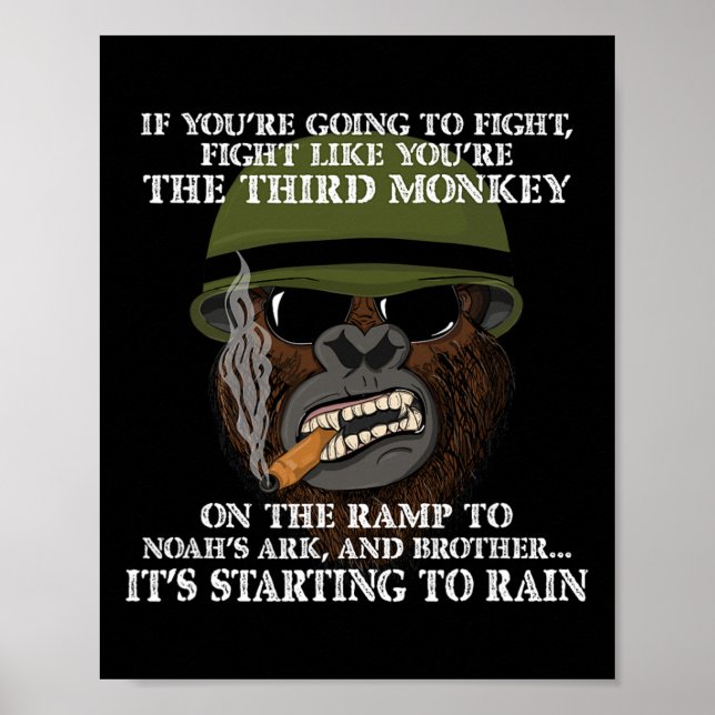 Fight Like The Third Monkey - Funny Boxing And Mma Poster (Front)