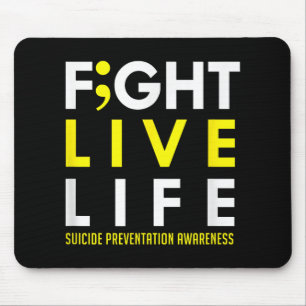 Fight Live Life Semicolon Mental Health Awareness Mouse Mat