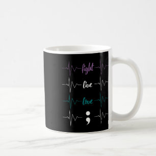Fight Live Love Semicolon Heartbeat Suicide Awaren Coffee Mug