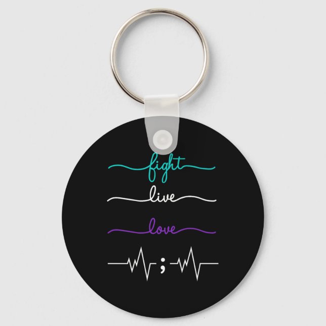 Fight, Live, Love Suicide Awareness  Key Ring (Front)