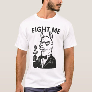 "Fight Me" - Dramatic Llama in Tuxedo T-Shirt