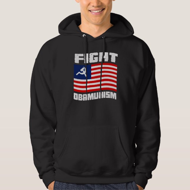 Fight Obamunism white Hoodie (Front)
