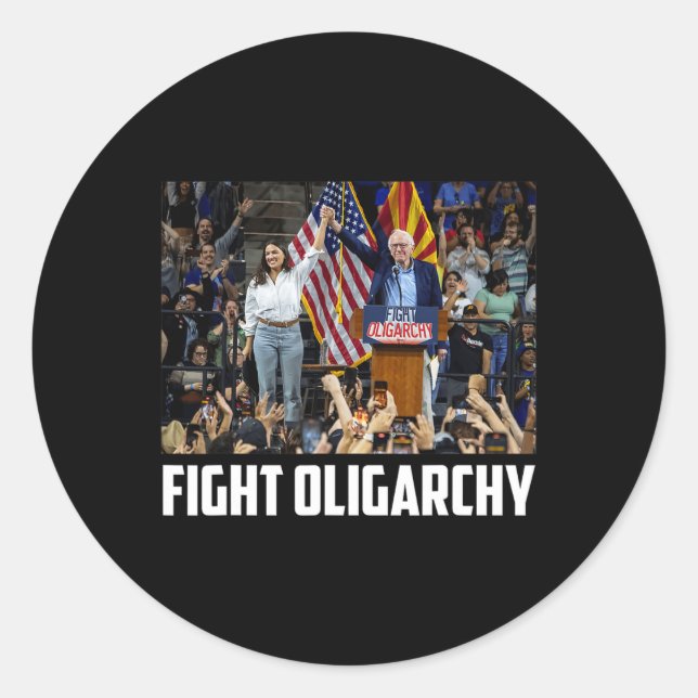 Fight Oligarchy Bernie Sanders And Aoc Freedom Us  Classic Round Sticker (Front)