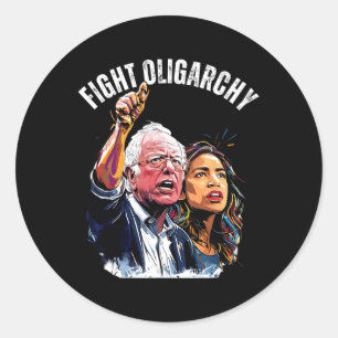 Fight Oligarchy Bernie Sanders And Aoc Freedom Us Classic Round Sticker