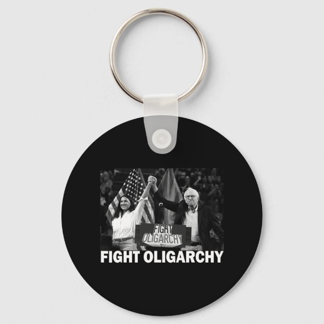 Fight Oligarchy Bernie Sanders And Aoc Freedom Us  Key Ring (Front)